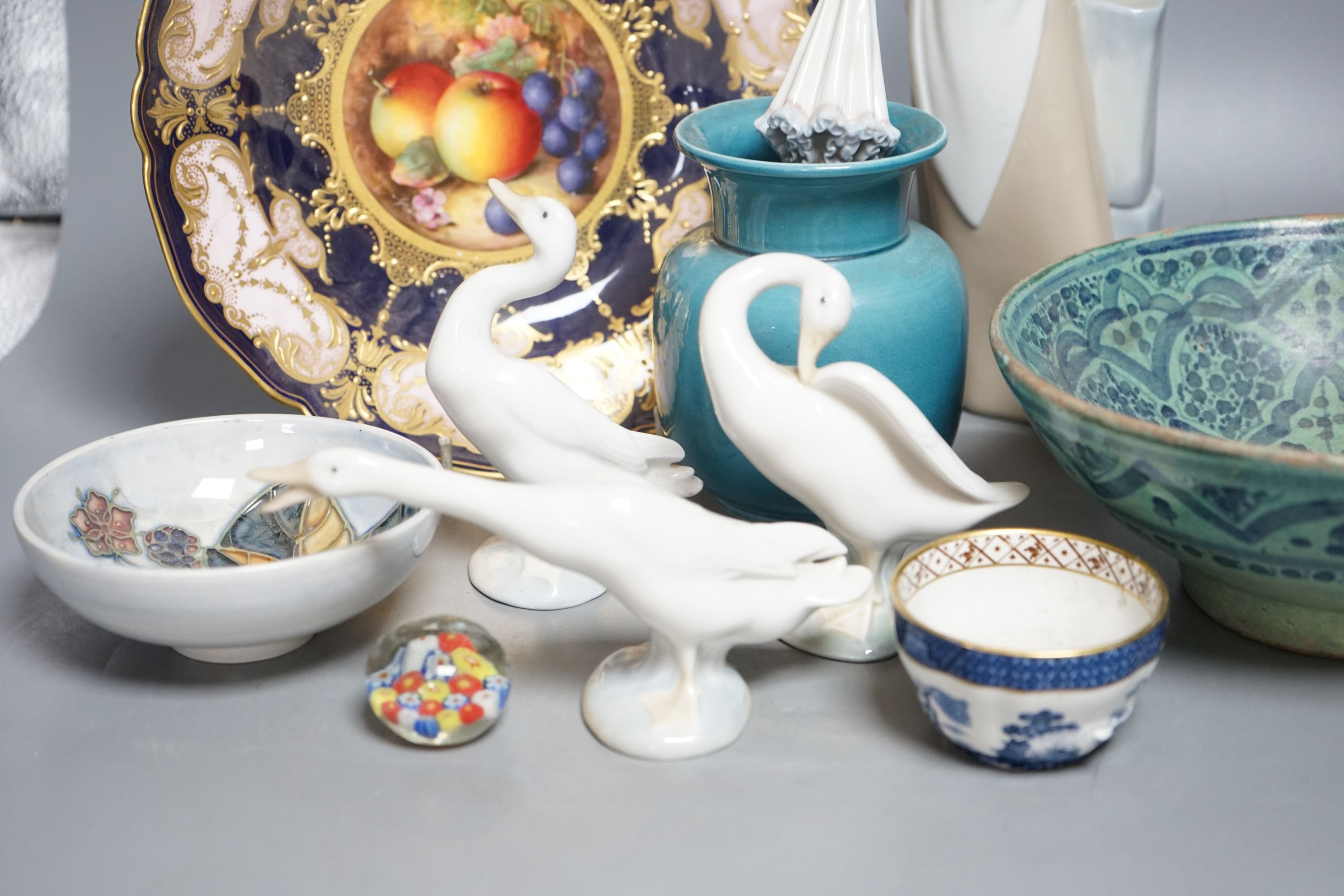 A quantity of mixed ceramics to include Lladro, Royal Worcester, Moorcroft etc.